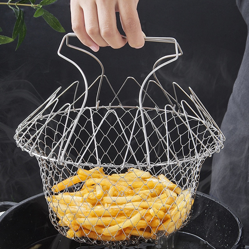 Multipurpose Foldable Stainless Steel Fry Basket